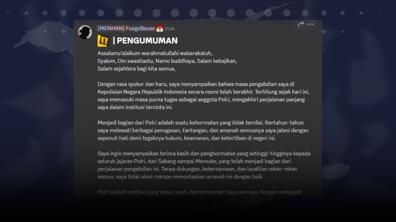 Komjen Pol. FuegoBouss Pensiun, Sampaikan Pesan Terakhir untuk Seluruh Anggota Polri