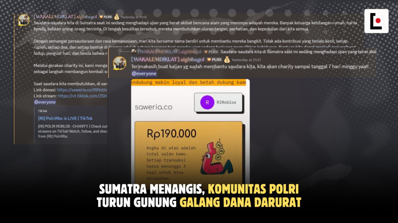 Sumatra Menangis, Komunitas PolriRBX Turun Gunung Galang Dana Darurat