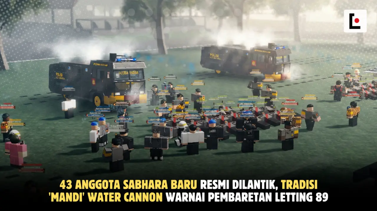 43 Anggota Sabhara Baru Resmi Dilantik, Tradisi 'Mandi' Water Cannon Warnai Pembaretan Letting 89