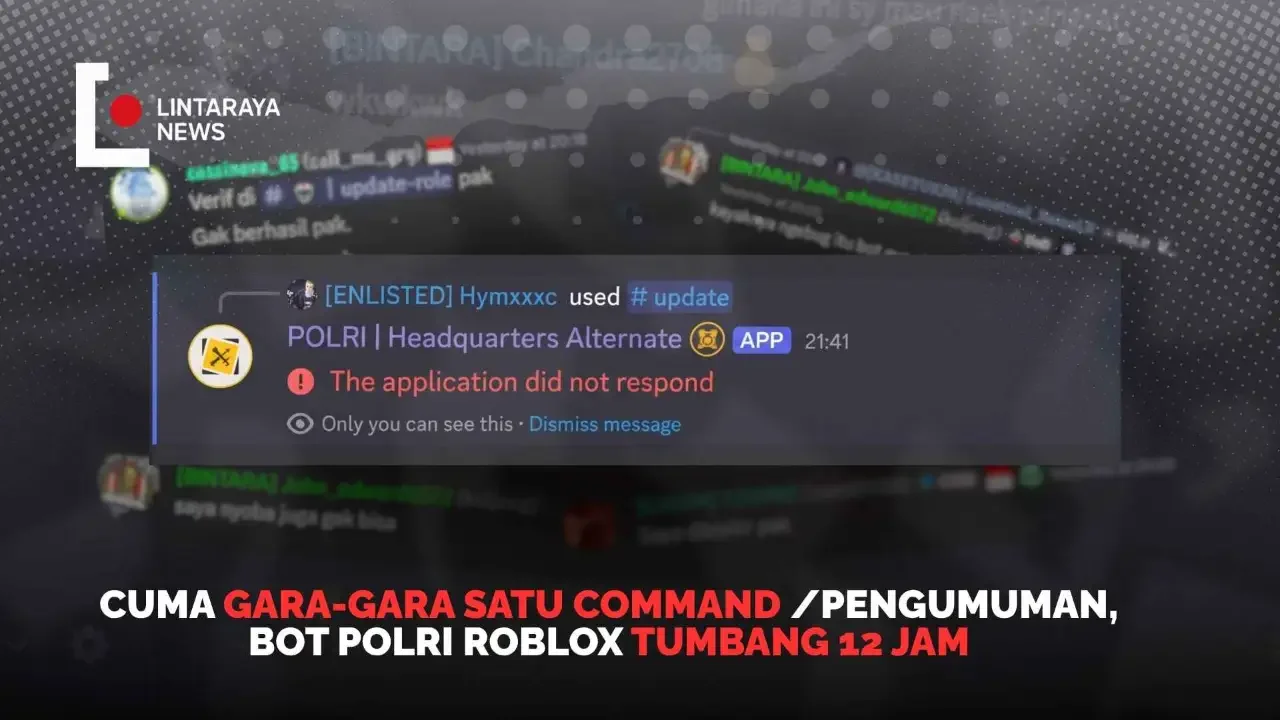 Cuma Gara-gara Satu Command /pengumuman, Bot Polri Roblox Tumbang 12 Jam